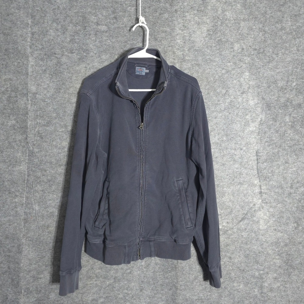 Faherty Full Zip Jacket Mens Medium Navy Blue MOF2102-NVY Cotton Blend Ribbed